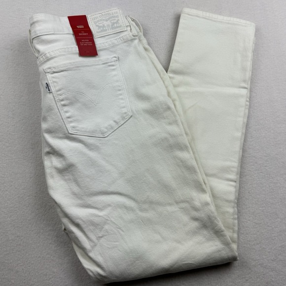 NWT Levis 711 Skinny Jeans Mid Rise Stretch White Womens 18 34x30 - Picture 1 of 13